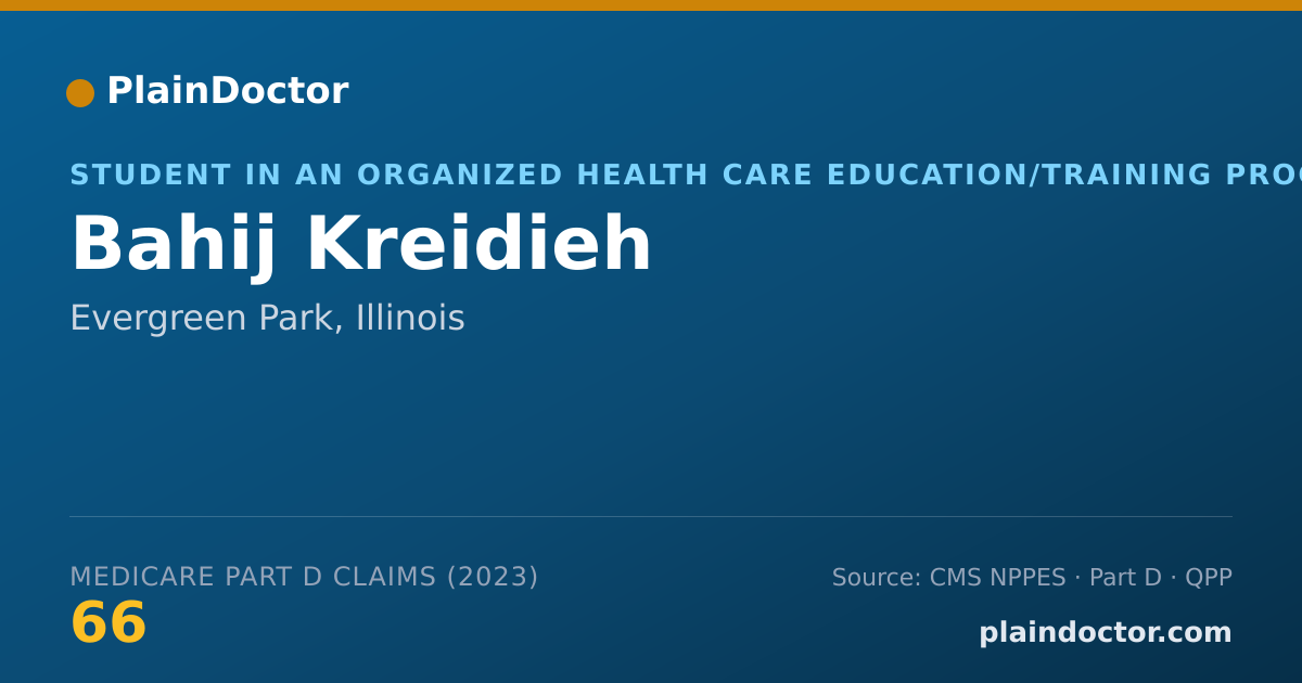 Shareable card for Bahij Kreidieh - Student in an Organized Health Care Education/Training Program, Evergreen Park, IL