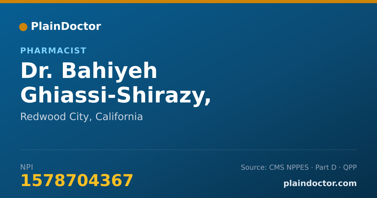 Shareable card for Bahiyeh Ghiassi-Shirazy, PHARMACIST - Pharmacist, Redwood City, CA
