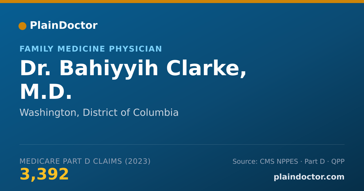 Shareable card for Bahiyyih Clarke, M.D. - Family Medicine Physician, Washington, DC