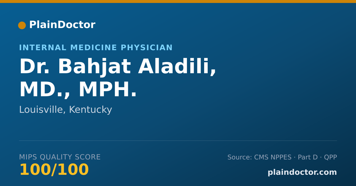 Shareable card for Bahjat Aladili, MD., MPH. - Internal Medicine Physician, Louisville, KY