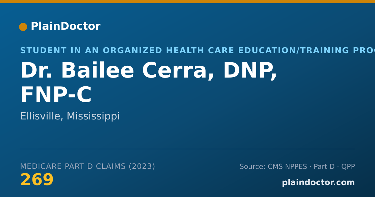 Shareable card for Bailee Cerra, DNP, FNP-C - Student in an Organized Health Care Education/Training Program, Ellisville, MS