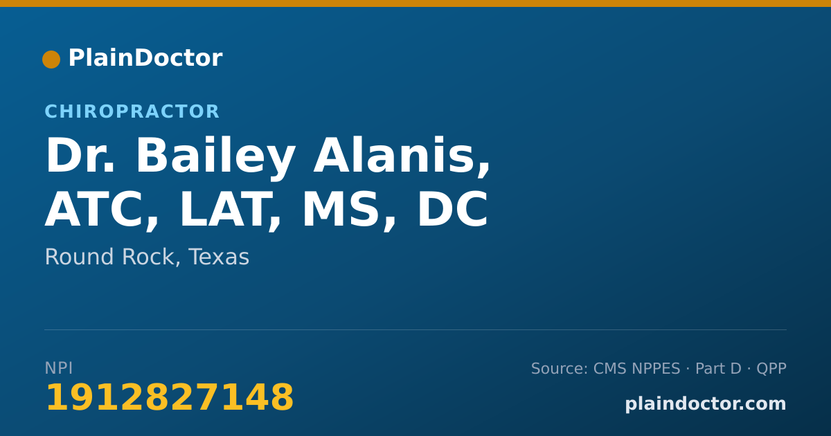 Shareable card for Bailey Alanis, ATC, LAT, MS, DC - Chiropractor, Round Rock, TX