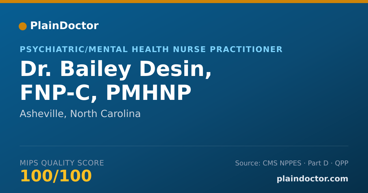 Shareable card for Bailey Desin, FNP-C, PMHNP - Psychiatric/Mental Health Nurse Practitioner, Asheville, NC