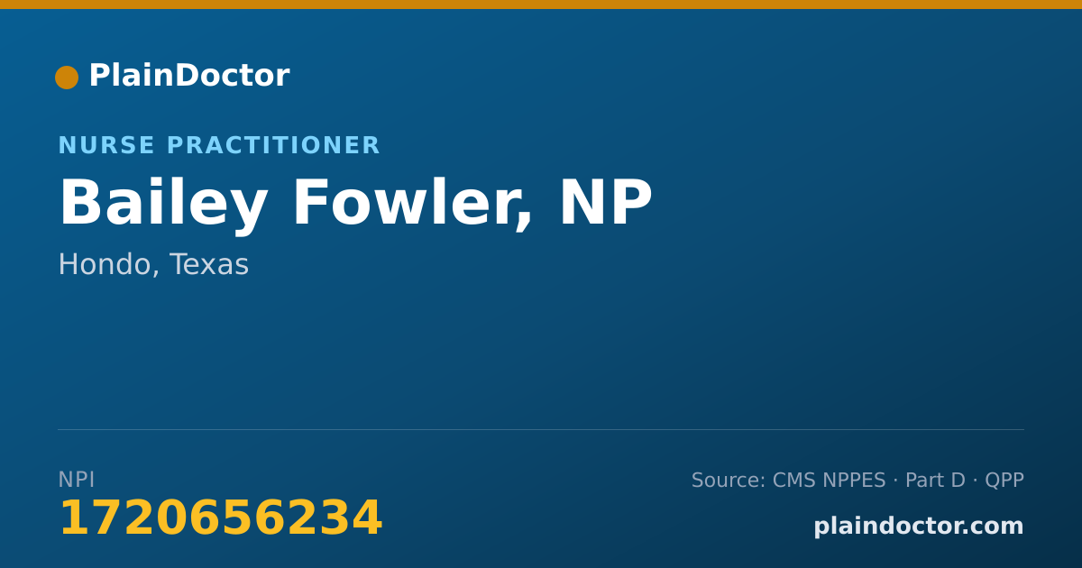 Shareable card for Bailey Fowler, NP - Nurse Practitioner, Hondo, TX