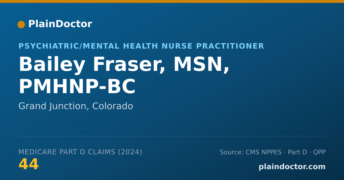 Shareable card for Bailey Fraser, MSN, PMHNP-BC - Psychiatric/Mental Health Nurse Practitioner, Grand Junction, CO