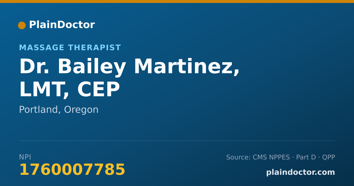 Shareable card for Bailey Martinez, LMT, CEP - Massage Therapist, Portland, OR