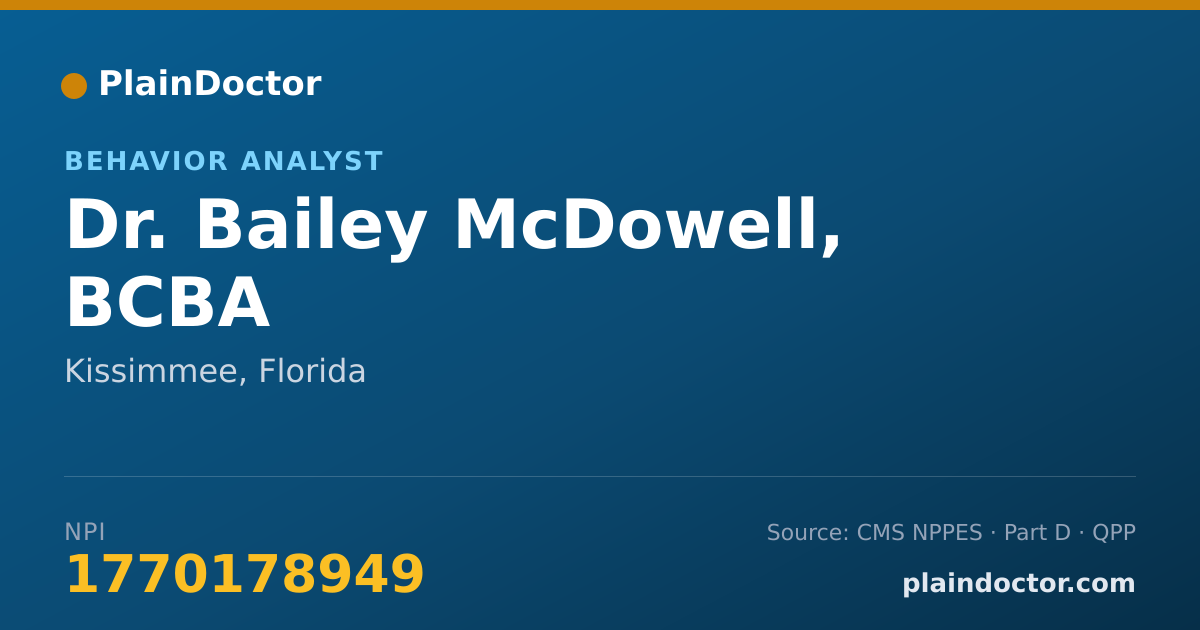 Shareable card for Bailey McDowell, BCBA - Behavior Analyst, Kissimmee, FL