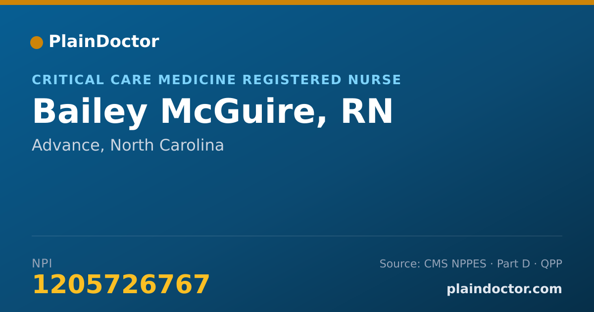Shareable card for Bailey McGuire, RN - Critical Care Medicine Registered Nurse, Advance, NC