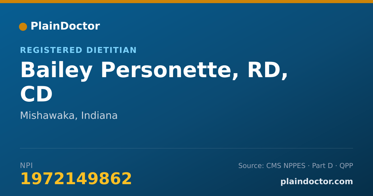 Shareable card for Bailey Personette, RD, CD - Registered Dietitian, Mishawaka, IN