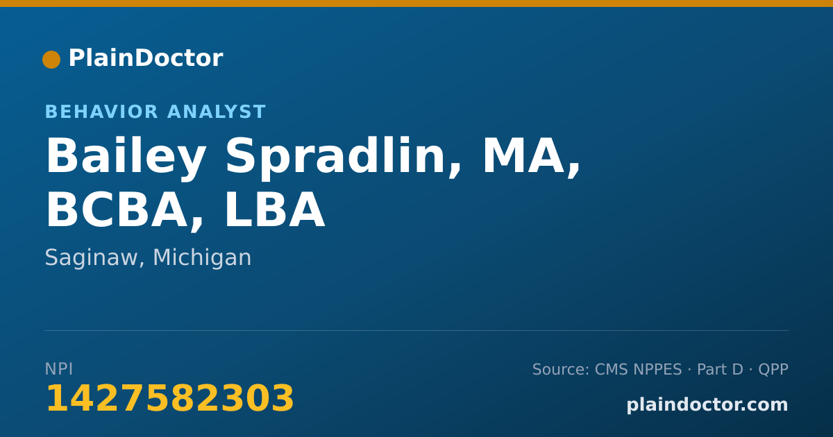 Shareable card for Bailey Spradlin, MA, BCBA, LBA - Behavior Analyst, Saginaw, MI