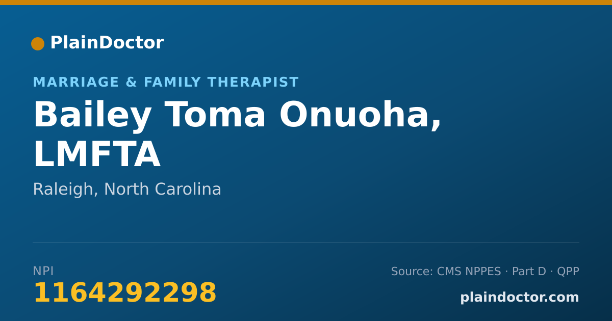 Shareable card for Bailey Toma Onuoha, LMFTA - Marriage & Family Therapist, Raleigh, NC