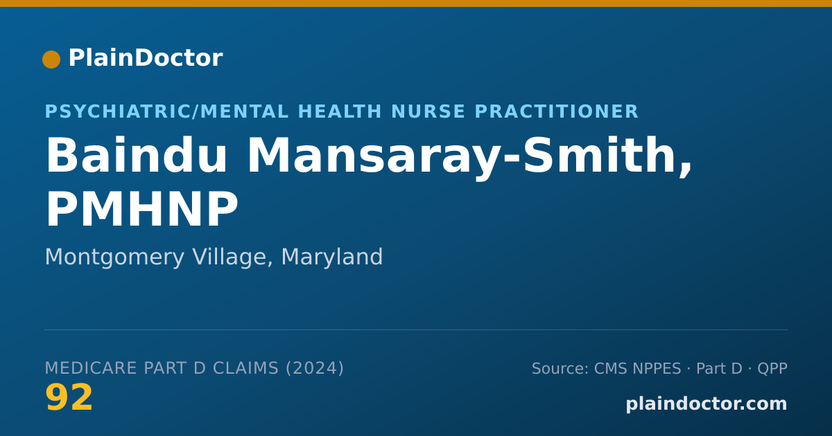 Shareable card for Baindu Mansaray-Smith, PMHNP - Psychiatric/Mental Health Nurse Practitioner, Montgomery Village, MD