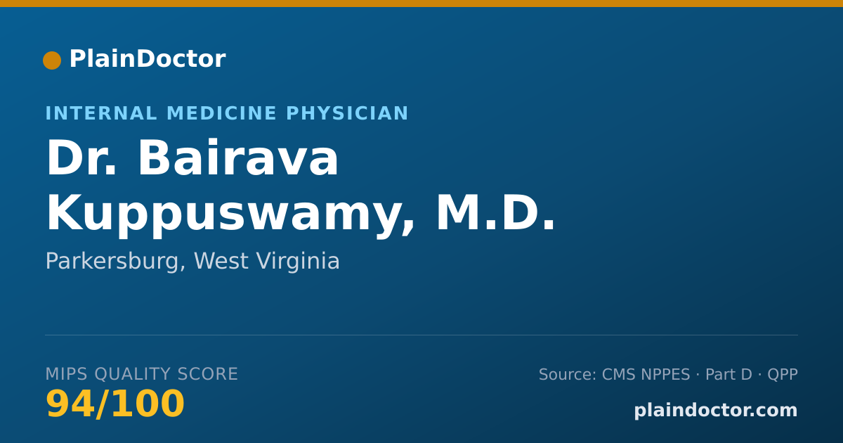 Shareable card for Bairava Kuppuswamy, M.D. - Internal Medicine Physician, Parkersburg, WV