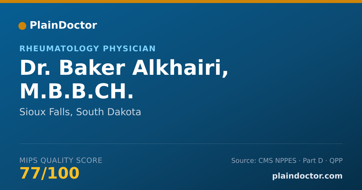 Shareable card for Baker Alkhairi, M.B.B.CH. - Rheumatology Physician, Sioux Falls, SD