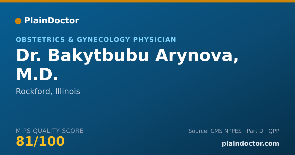 Shareable card for Bakytbubu Arynova, M.D. - Obstetrics & Gynecology Physician, Rockford, IL