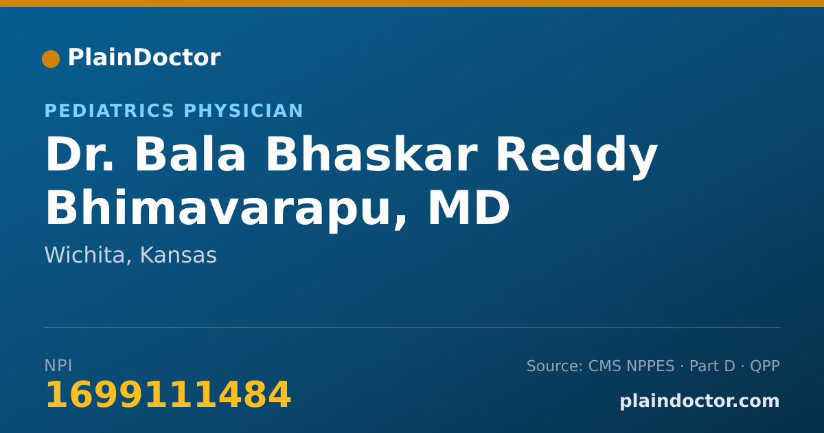 Shareable card for Bala Bhaskar Reddy Bhimavarapu, MD - Pediatrics Physician, Wichita, KS