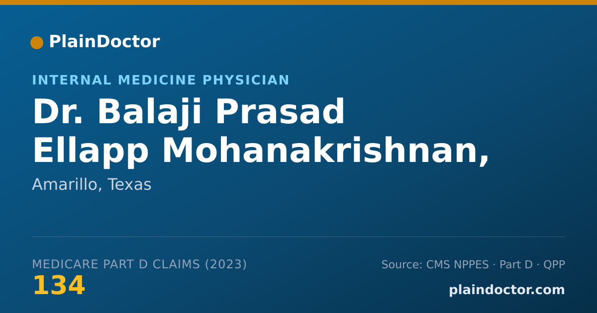 Shareable card for Balaji Prasad Ellapp Mohanakrishnan, MD - Internal Medicine Physician, Amarillo, TX