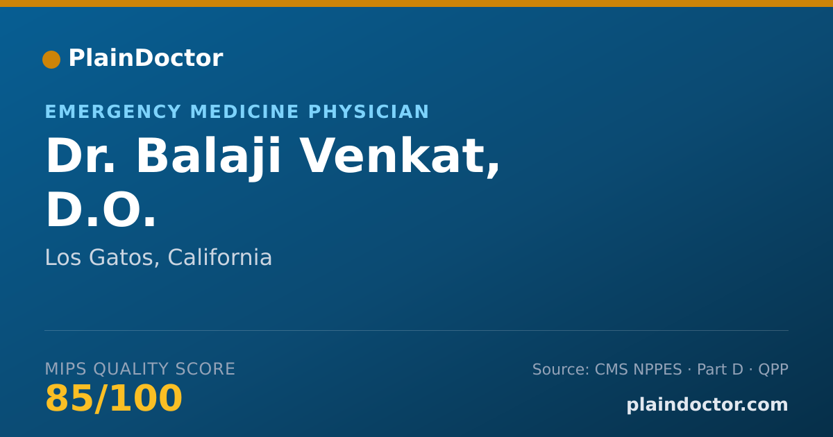 Shareable card for Balaji Venkat, D.O. - Emergency Medicine Physician, Los Gatos, CA
