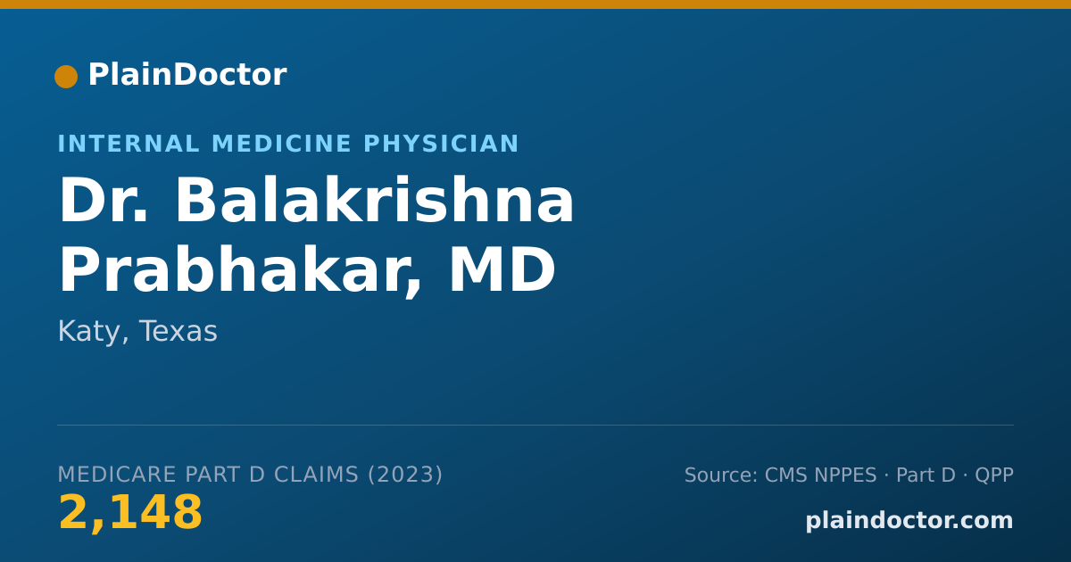 Shareable card for Balakrishna Prabhakar, MD - Internal Medicine Physician, Katy, TX