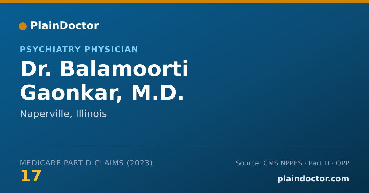 Shareable card for Balamoorti Gaonkar, M.D. - Psychiatry Physician, Naperville, IL