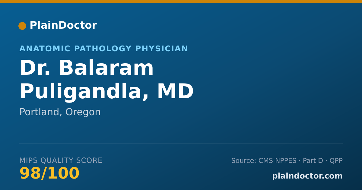 Shareable card for Balaram Puligandla, MD - Anatomic Pathology Physician, Portland, OR