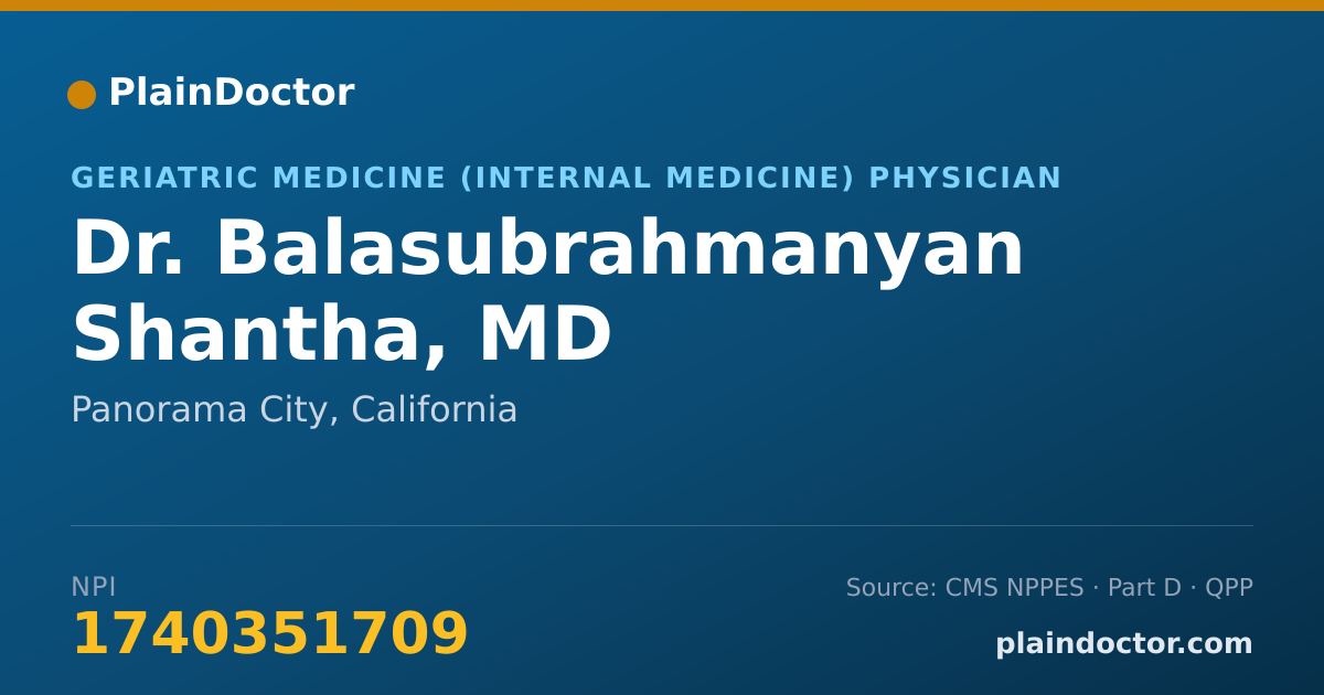 Shareable card for Balasubrahmanyan Shantha, MD - Geriatric Medicine (Internal Medicine) Physician, Panorama City, CA