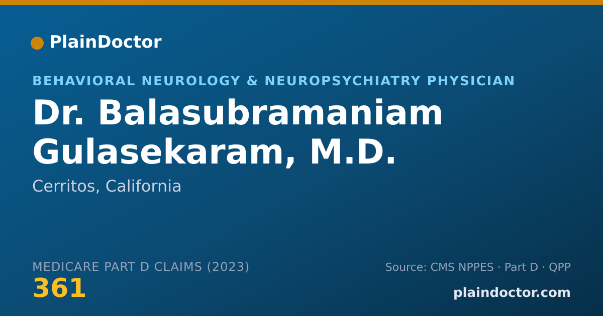 Shareable card for Balasubramaniam Gulasekaram, M.D. - Behavioral Neurology & Neuropsychiatry Physician, Cerritos, CA
