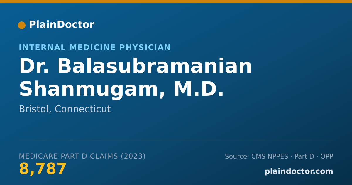 Shareable card for Balasubramanian Shanmugam, M.D. - Internal Medicine Physician, Bristol, CT