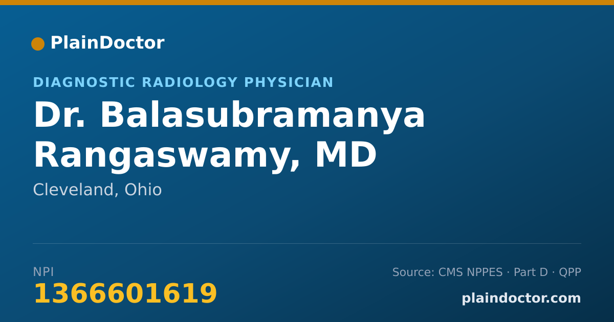 Shareable card for Balasubramanya Rangaswamy, MD - Diagnostic Radiology Physician, Cleveland, OH