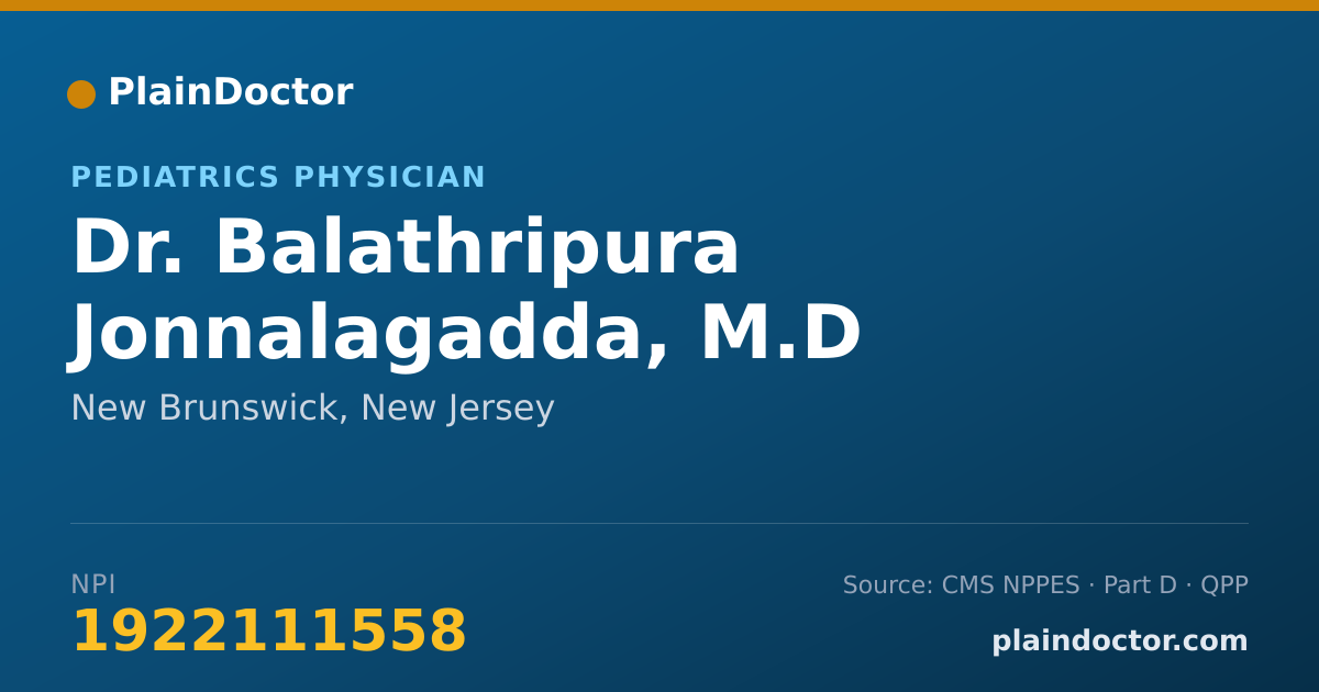 Shareable card for Balathripura Jonnalagadda, M.D - Pediatrics Physician, New Brunswick, NJ