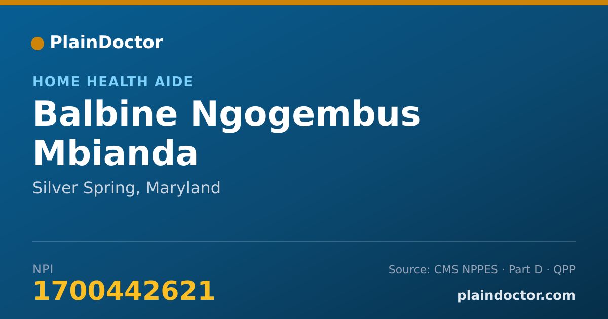 Shareable card for Balbine Ngogembus Mbianda - Home Health Aide, Silver Spring, MD