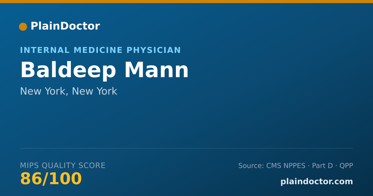 Shareable card for Baldeep Mann - Internal Medicine Physician, New York, NY