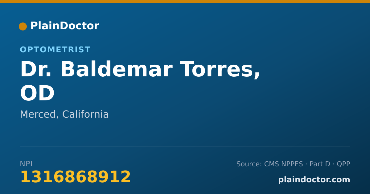 Shareable card for Baldemar Torres, OD - Optometrist, Merced, CA