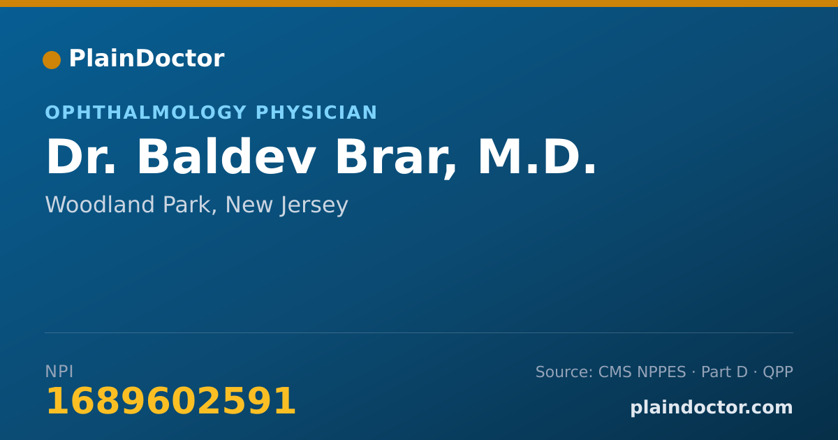 Shareable card for Baldev Brar, M.D. - Ophthalmology Physician, Woodland Park, NJ