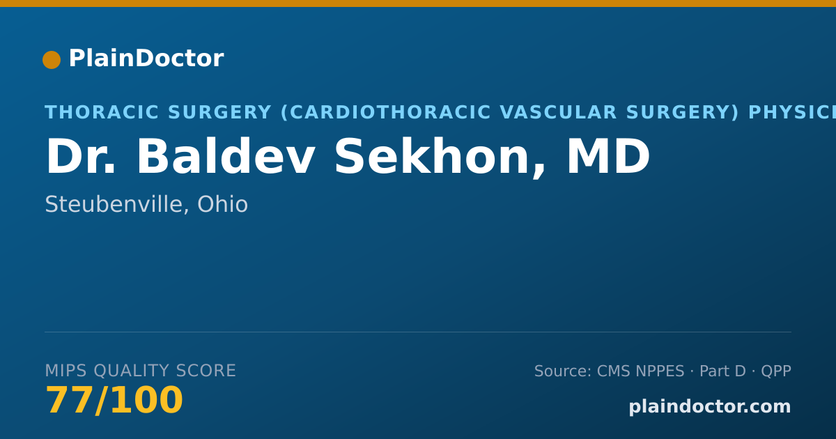 Shareable card for Baldev Sekhon, MD - Thoracic Surgery (Cardiothoracic Vascular Surgery) Physician, Steubenville, OH