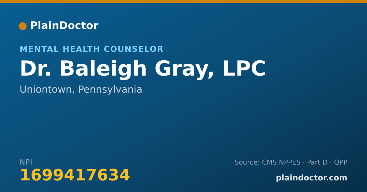 Shareable card for Baleigh Gray, LPC - Mental Health Counselor, Uniontown, PA
