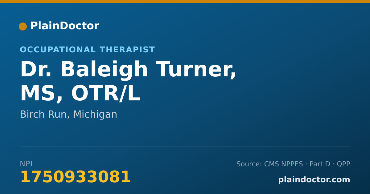 Shareable card for Baleigh Turner, MS, OTR/L - Occupational Therapist, Birch Run, MI