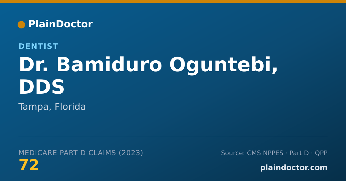 Shareable card for Bamiduro Oguntebi, DDS - Dentist, Tampa, FL