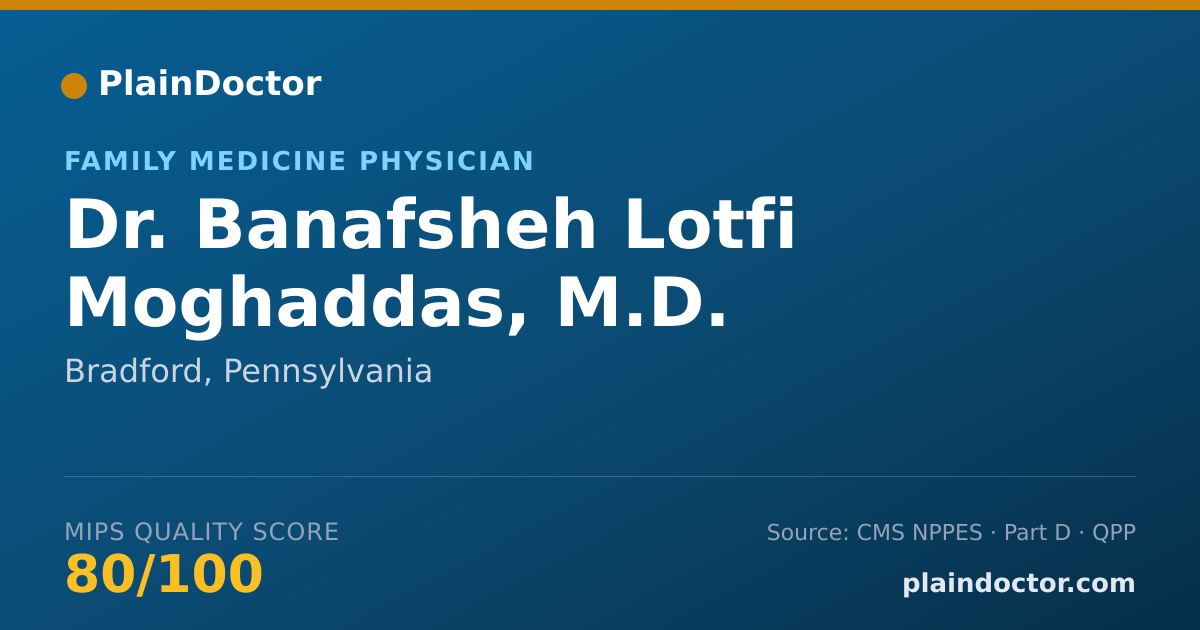 Shareable card for Banafsheh Lotfi Moghaddas, M.D. - Family Medicine Physician, Bradford, PA