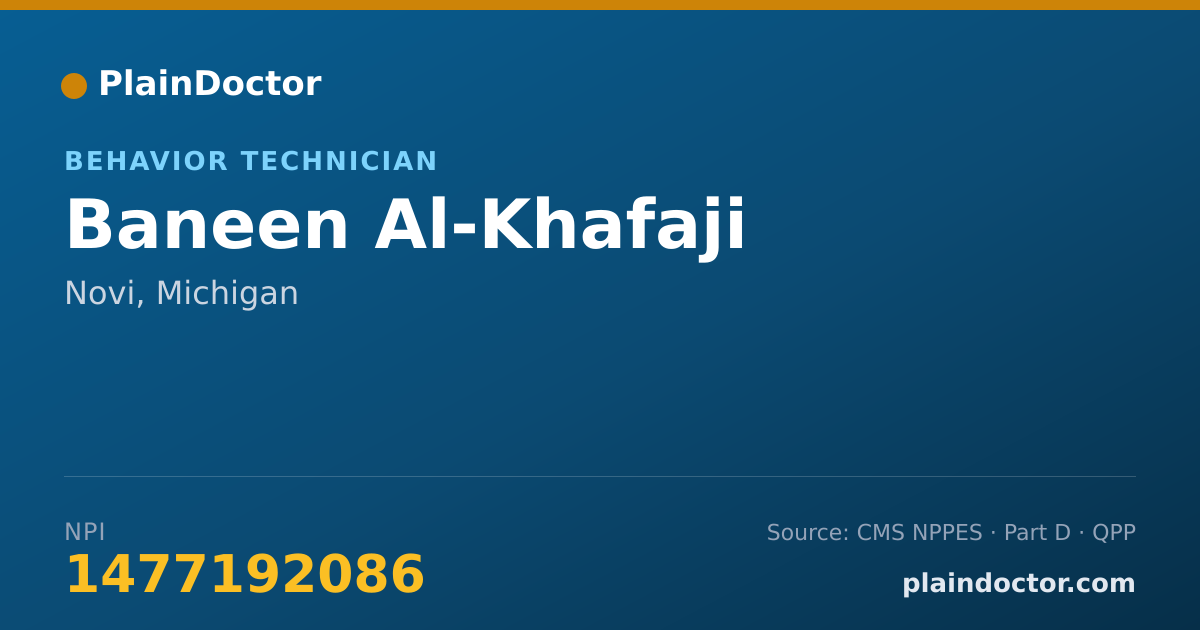 Shareable card for Baneen Al-Khafaji - Behavior Technician, Novi, MI