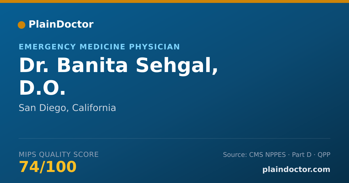 Shareable card for Banita Sehgal, D.O. - Emergency Medicine Physician, San Diego, CA