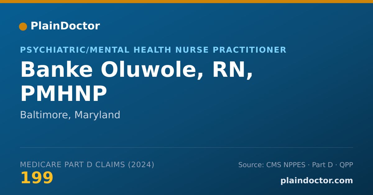 Shareable card for Banke Oluwole, RN, PMHNP - Psychiatric/Mental Health Nurse Practitioner, Baltimore, MD