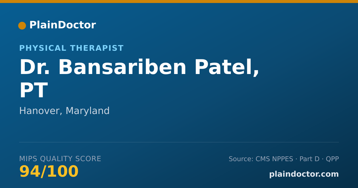 Shareable card for Bansariben Patel, PT - Physical Therapist, Hanover, MD