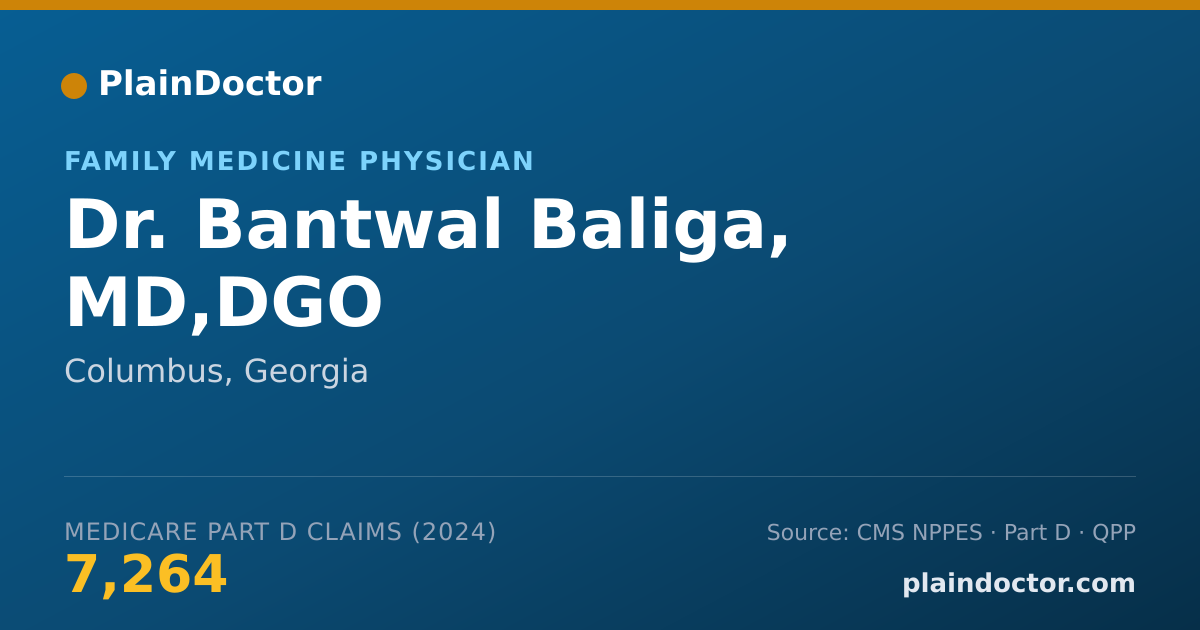 Shareable card for Bantwal Baliga, MD,DGO - Family Medicine Physician, Columbus, GA