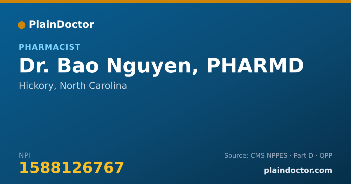 Shareable card for Bao Nguyen, PHARMD - Pharmacist, Hickory, NC