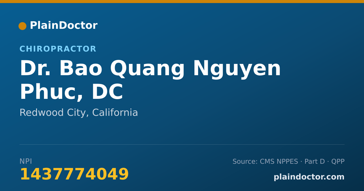 Shareable card for Bao Quang Nguyen Phuc, DC - Chiropractor, Redwood City, CA