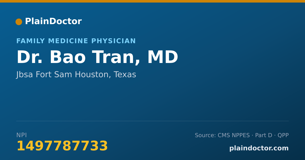 Shareable card for Bao Tran, MD - Family Medicine Physician, Jbsa Fort Sam Houston, TX