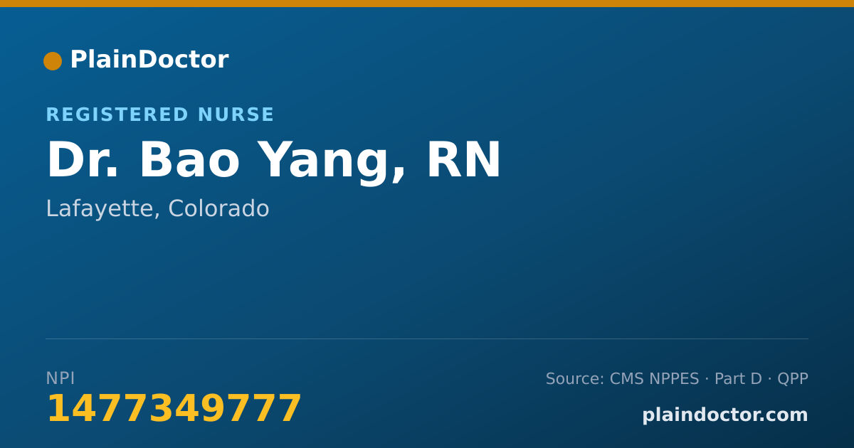 Shareable card for Bao Yang, RN - Registered Nurse, Lafayette, CO