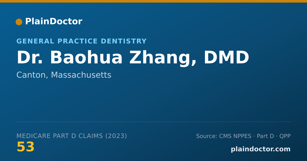 Shareable card for Baohua Zhang, DMD - General Practice Dentistry, Canton, MA