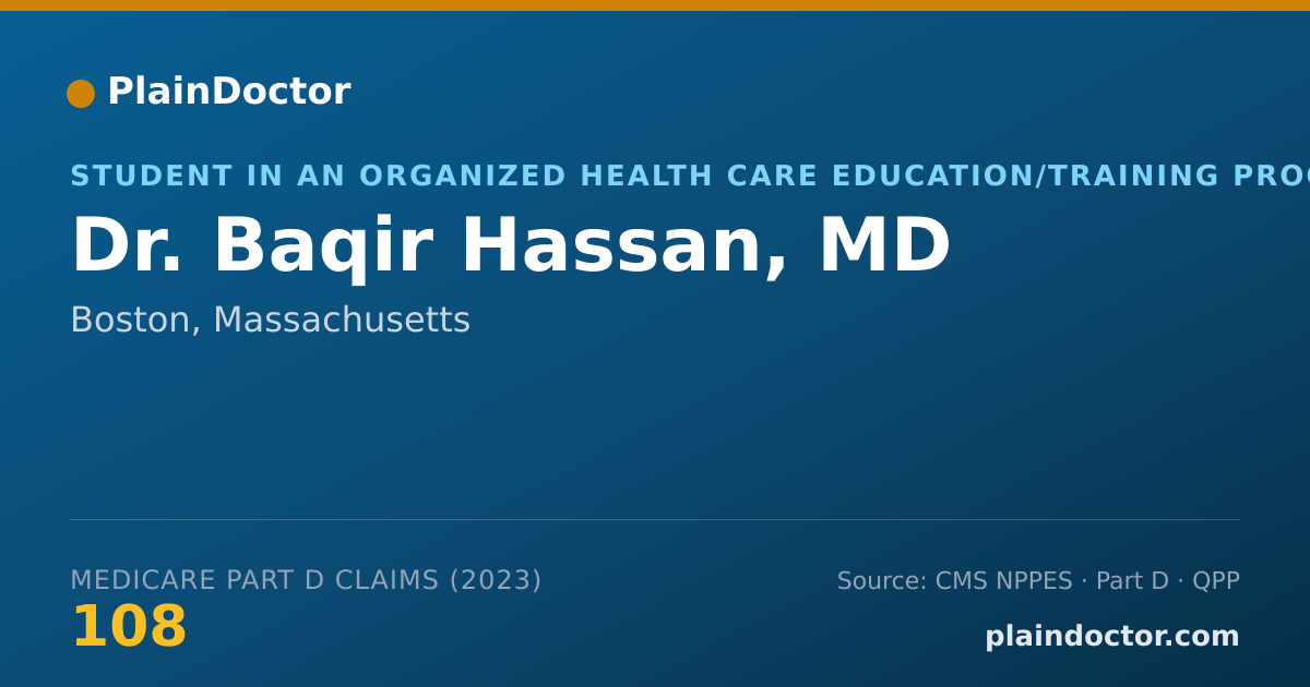 Shareable card for Baqir Hassan, MD - Student in an Organized Health Care Education/Training Program, Boston, MA